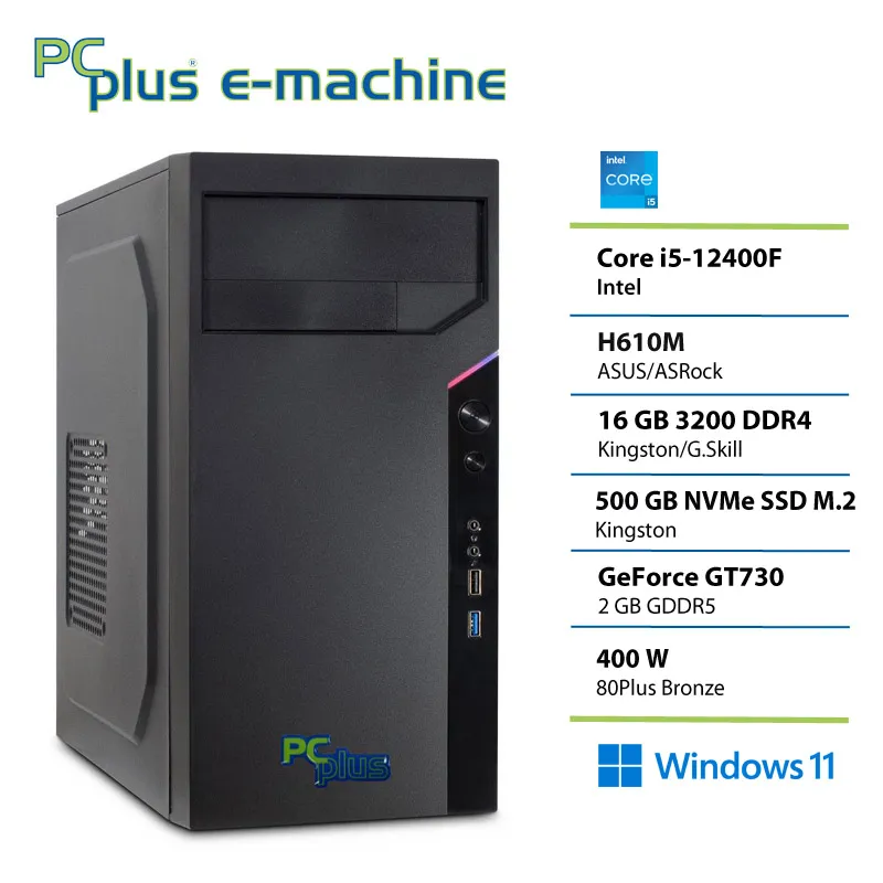 PCPLUS e-machine i5 12400F 16GB DDR4 500GB SSD GT730 Windows 11 namizni računalnik