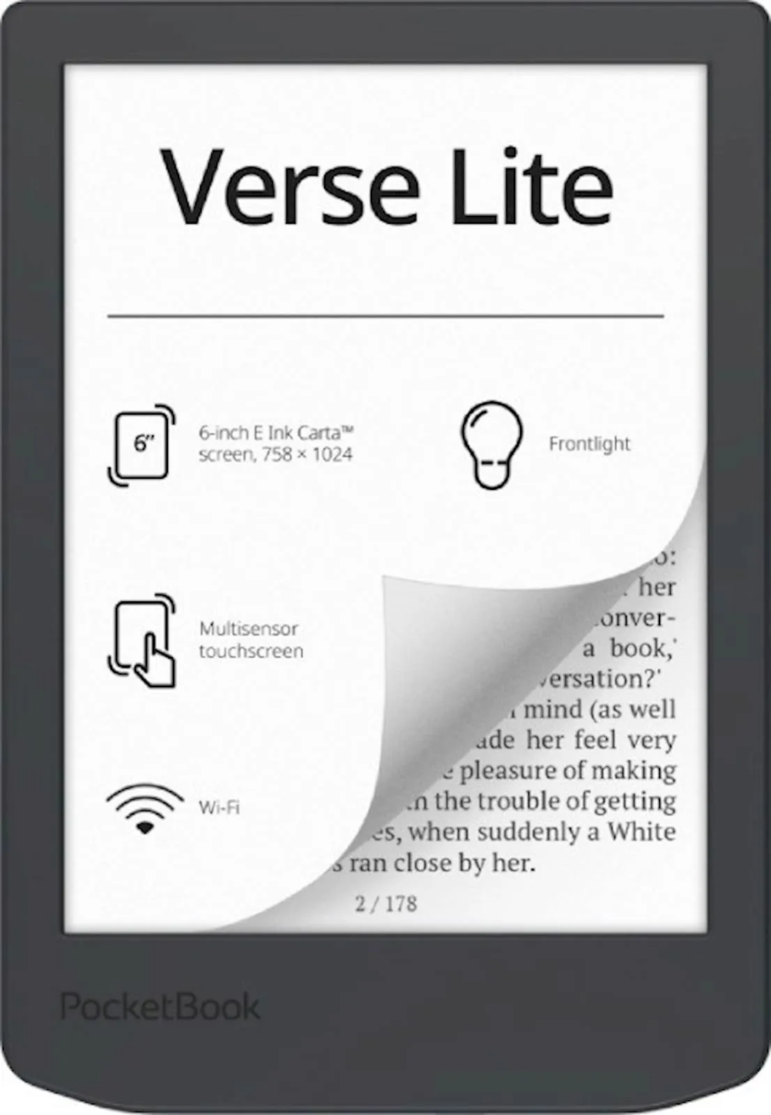 Elektronski bralnik PocketBook Verse Lite, siv