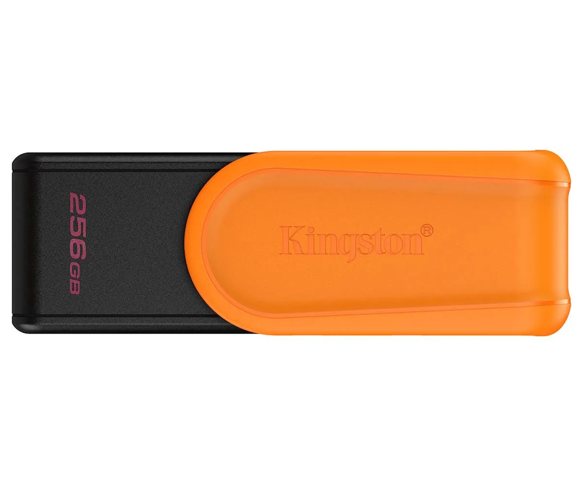 USB disk Kingston 256GB DT Exodia S, 3.2 Gen1, črn/oranžen, z vrtljivim pokrovčkom