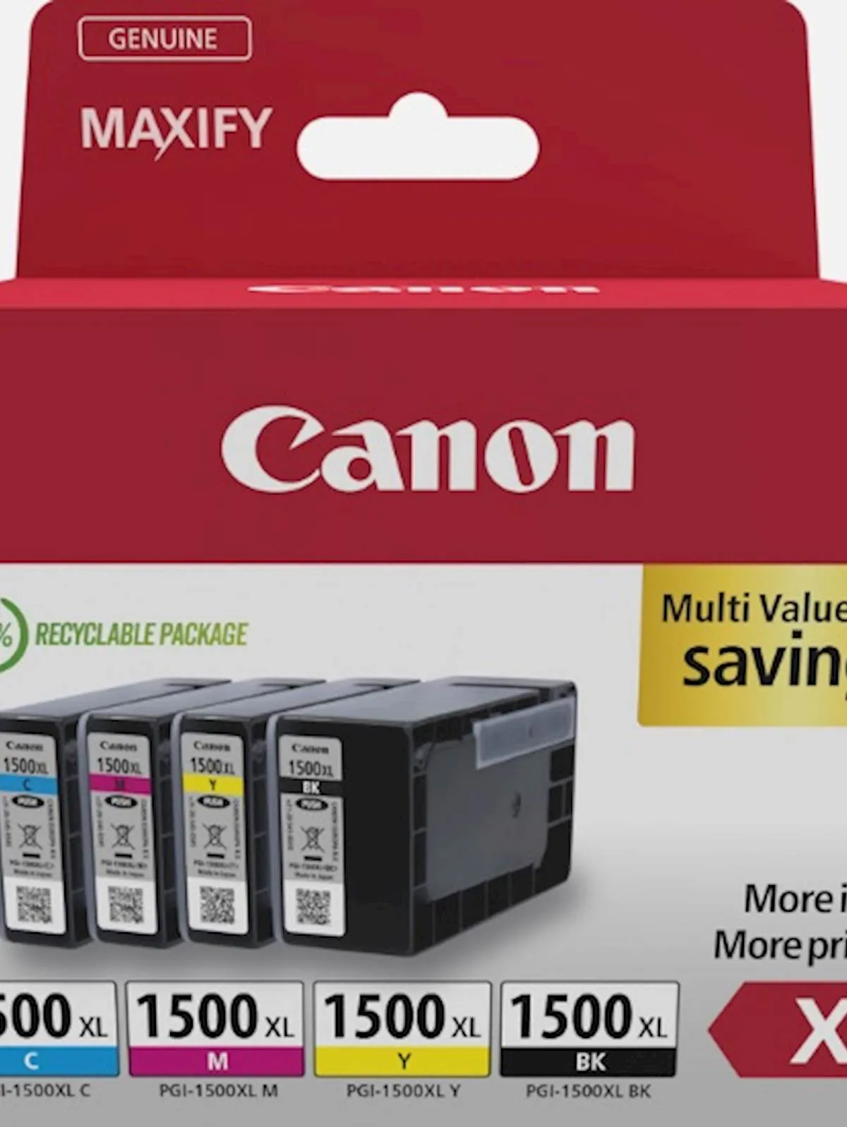 KOMPLET CANON PGI-1500XL MULTI CYAN, MAGENTA, RUMENA, ČRNA MAXIFY MB2050/MB2350/MB2150/MB2750/MB2155