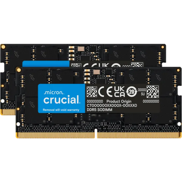 Crucial 96GB Kit (2x48GB) DDR5-5600 SODIMM CL46, 1.1V