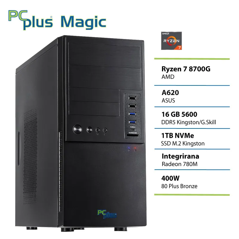 PCPLUS Magic Ryzen 7 8700G 16GB 1TB SSD namizni računalnik
