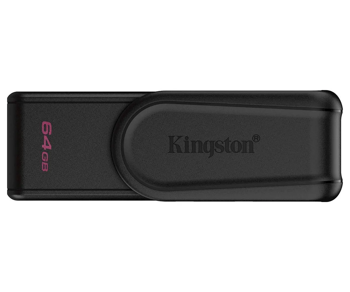 USB disk Kingston 64GB DT Exodia S, 3.2 Gen1, črn, z vrtljivim pokrovčkom
