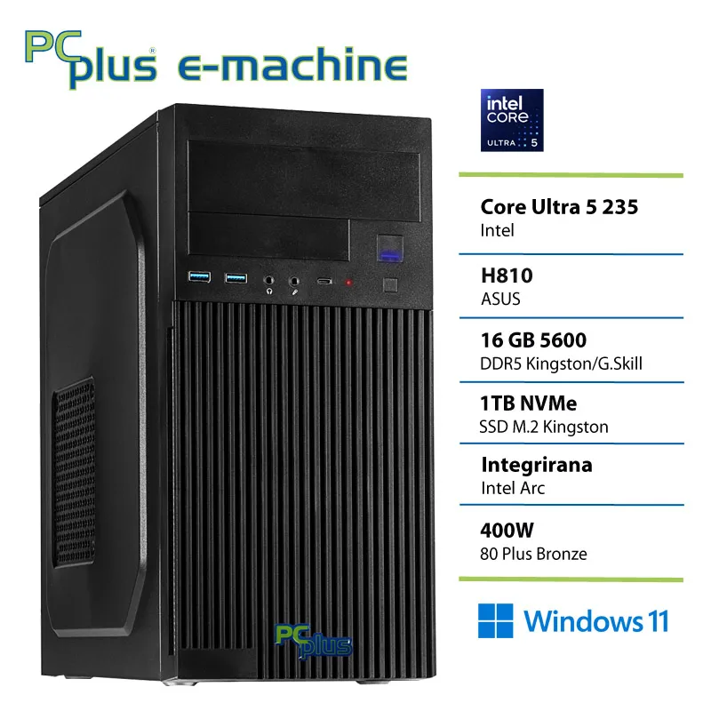 PCPLUS e-machine Ultra 5 235 16GB 1TB SSD Windows 11 Home namizni računalnik
