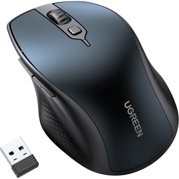 Brezžična miška UGREEN Bluetooth 5.0 in 2,4 Ghz z USB sprejemnikom s 5 gumbi za MacBook, PC, namizni