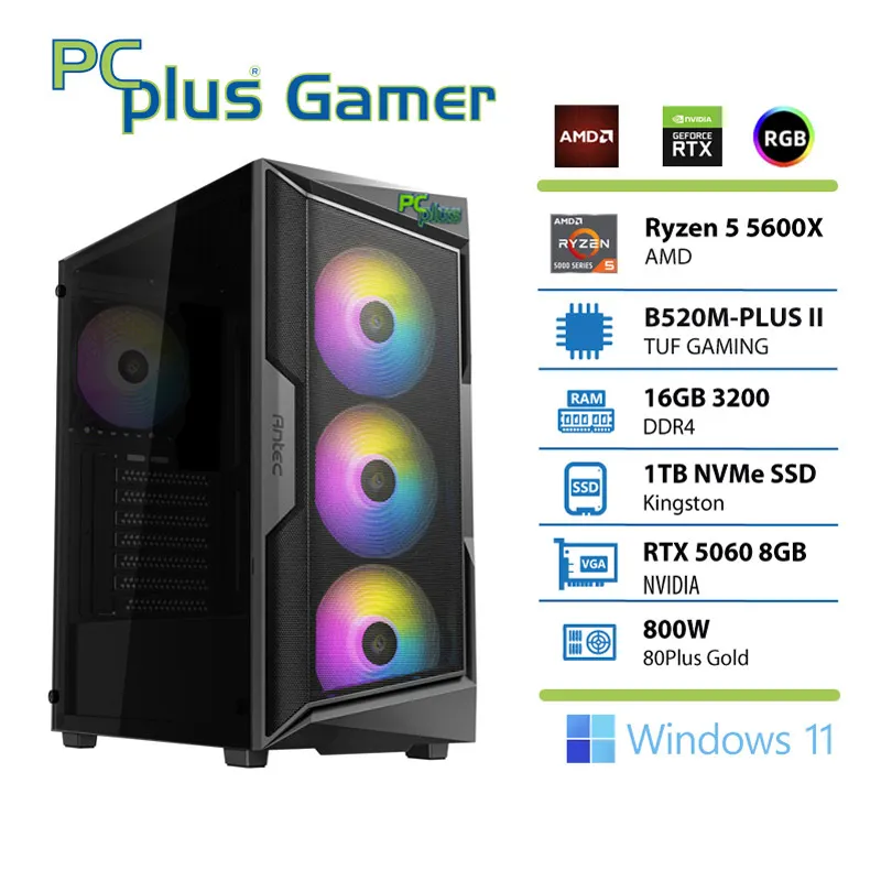 PCPLUS Gamer Ryzen 7 5800X 32GB 1TB SSD RTX 5070 OC 12GB Windows 11 Home gaming namizni računalnik