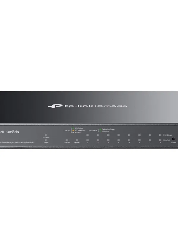 TP-LINK Omada ES210GMP 10-port 8x gigabit PoE+ RJ45 1x Gigabit RJ45 1x Gigabit SFP/RJ45 combo managed mrežno stikalo switch