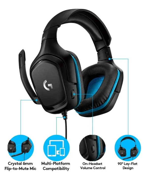 Logitech slušalke gaming USB G432 7.1 Leatherette Modre