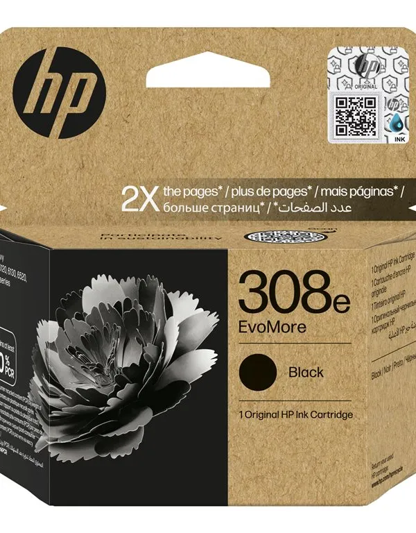 HP 308e EvoMore Black Original Ink Cartridge