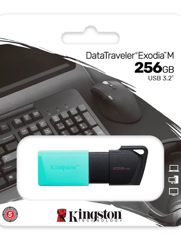 USB disk Kingston 256GB DT Exodia M, 3.2 Gen1, črno zelen, drsni priključek