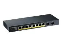 ZYXEL GS1900-10HP v2 8-port GbE L2 PoE Smart Switch + 2 SFP slots 802.3at desktop fanless 70 Watt