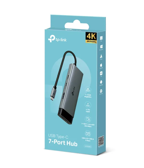TP-LINK UH7020C 7-v-1 USB-C HUB priklopna postaja z 4K HDMI in 100 W Power Delivery