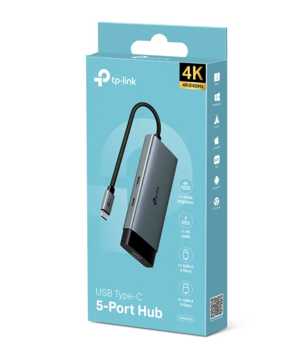 TP-LINK UH5020C 5-v-1 USB-C HUB priklopna postaja z 4K HDMI in 100 W Power Delivery