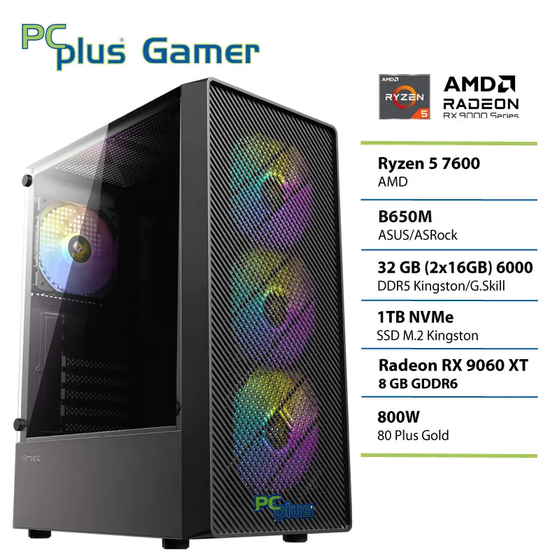 PCPLUS Gamer Ryzen 5 7600 32GB 1TB SSD RX 9060XT 8GB gaming namizni računalnik