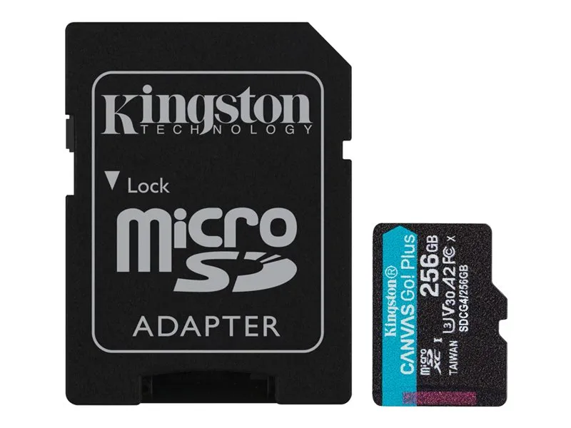 KINGSTON 256GB microSDXC Canvas Go Plus Gen4 200MB/s A2 U3 V30 Card + Adapter
