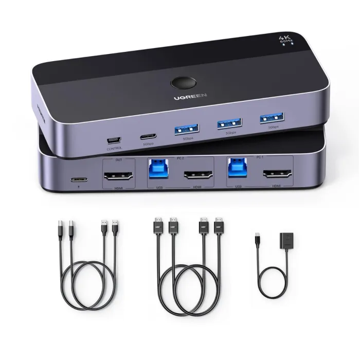 Ugreen USB 3.0 KVM stikalo za 1 monitor in 2 računalnika