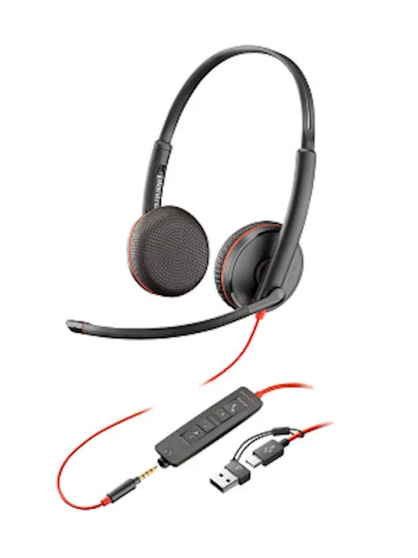 Stereo naglavne slušalke Poly Blackwire 3225 USB-C/USB-A/3,5mm