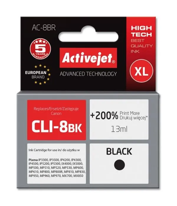 Activejet črno črnilo Canon CLI-8Bk