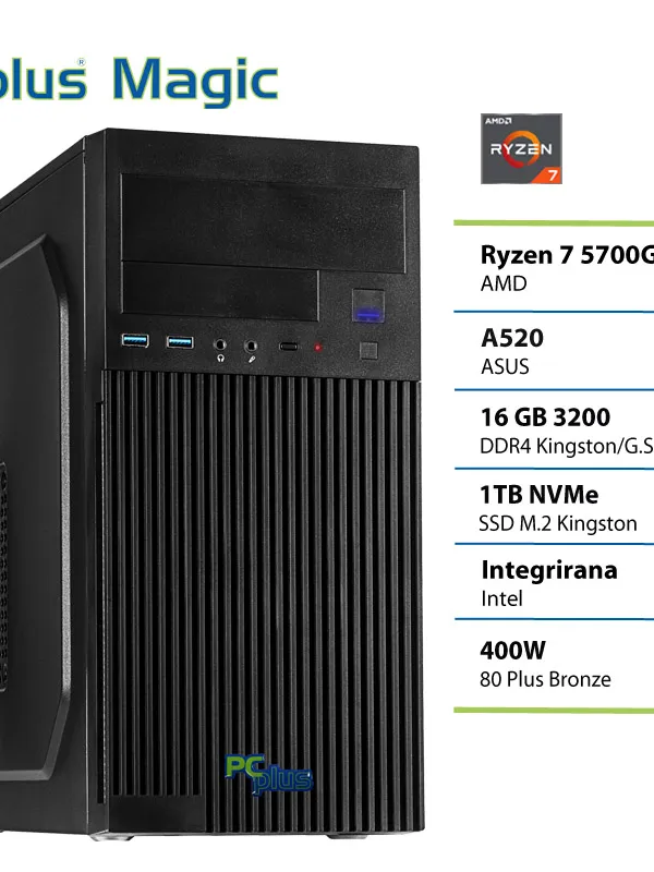 PCPLUS Magic Ryzen 7 5700G 16GB 1TB SSD namizni računalnik