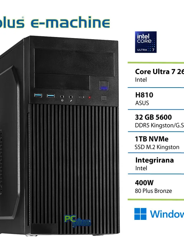 PCPLUS e-machine Ultra 7 265 32GB 1TB SSD Windows 11 Home namizni računalnik