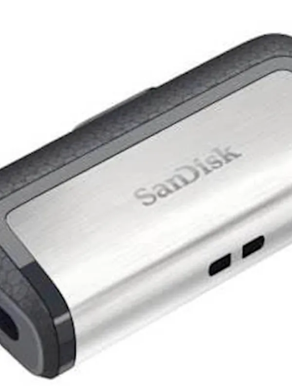 USB C & USB DISK SANDISK 128GB ULTRA DUAL, 3.1/3.0, srebrno-črn, drsni priključek